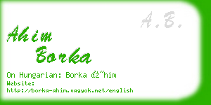 ahim borka business card